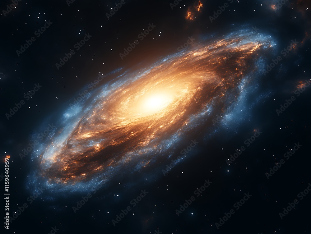 Fototapeta premium A vibrant spiral galaxy in deep space among stars