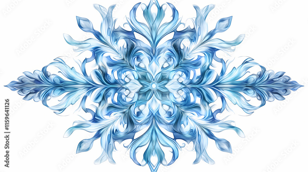 Detailed blue snowflake illustration with symmetrical design and intricate patterns, perfect for winter and holiday themes. isolated on transparent background. Frostweave. Illustration Detailed blue snowflake illustration with symmetrical design and intricate patterns, perfect for winter and holiday themes. isolated on transparent background. Frostweave. Illustration