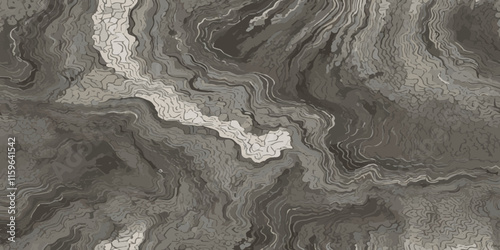 Abstract stylized topographic lines in contour map Paper edges for art abstract gray and white water waves background.