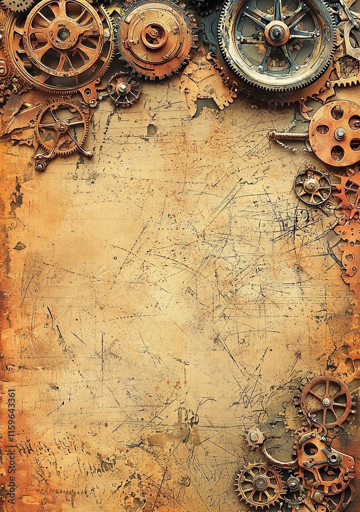 Naklejka premium Vintage Steampunk Junk Journal Papers Vintage Steampunk Journal Pages Shabby Chic Paper Steampunk Scrapbook Papers