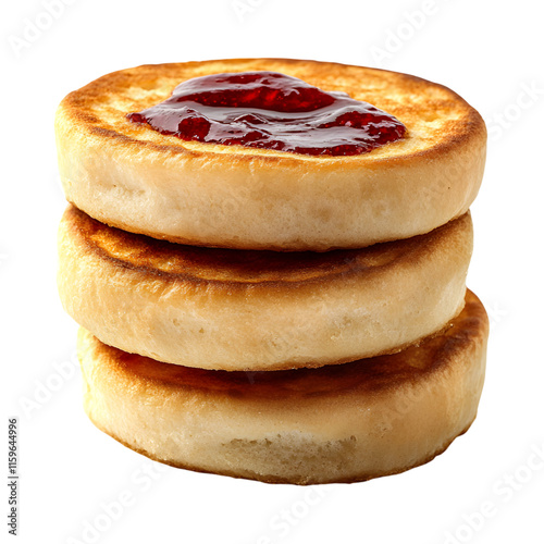 Toasted English muffin with jam transparent  background