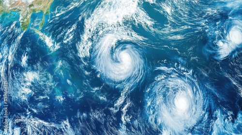 Multiple Tropical Cyclones Oceanic Satellite View Weather Systems photo