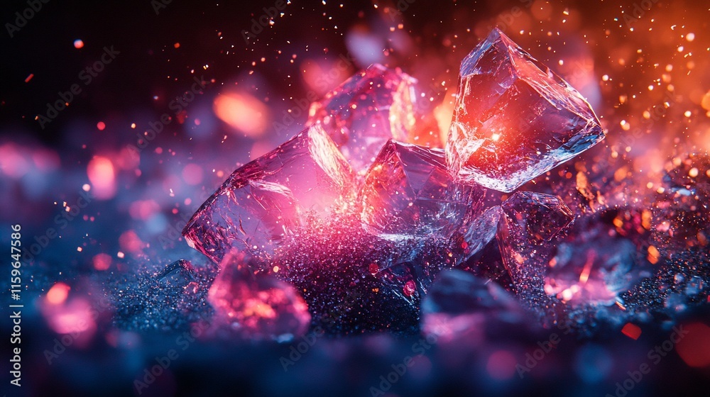 Icy Crystals Glowing In Fiery Embers Icy Crystals Glowing In Fiery Embers