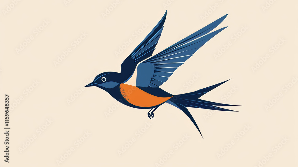 Fototapeta premium Vector logo swallow. 