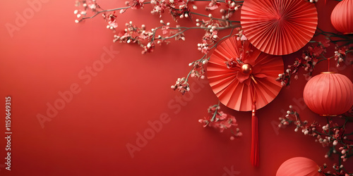 Chinese new year festive background with red decoration