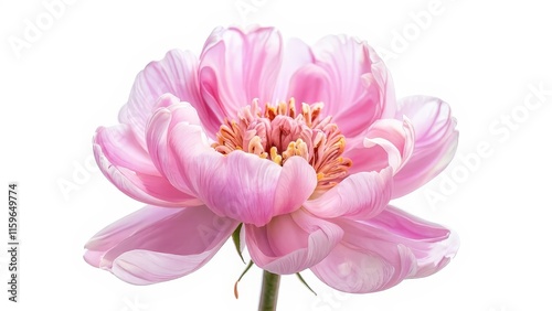 Vibrant pink lotus flower in full bloom against white background photo