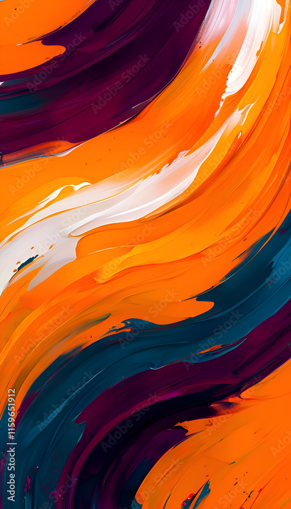 stunning digital art background with orange, purple, marine mixing colors. digital artwork. Ai generated