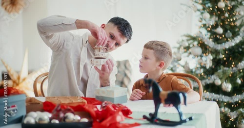 Dad and Son Spend Family Holidays Together photo