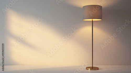 Wallpaper Mural Minimalist floor lamp casting shadows on a wall Torontodigital.ca