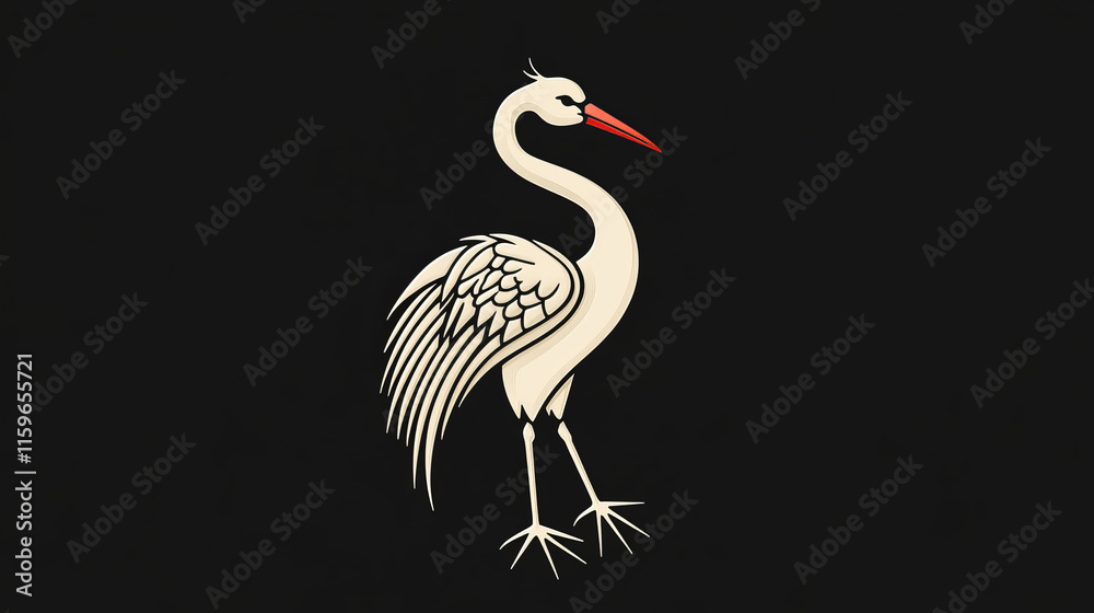 Obraz premium Vector logo the stork. Brand's logo in the form of a stork