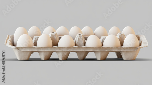 Carton egg tray, blank box package mock up. Vector realistic mockup of 3d empty open and closed cardboard container for dozen chicken eggs isolated on transparent background photo