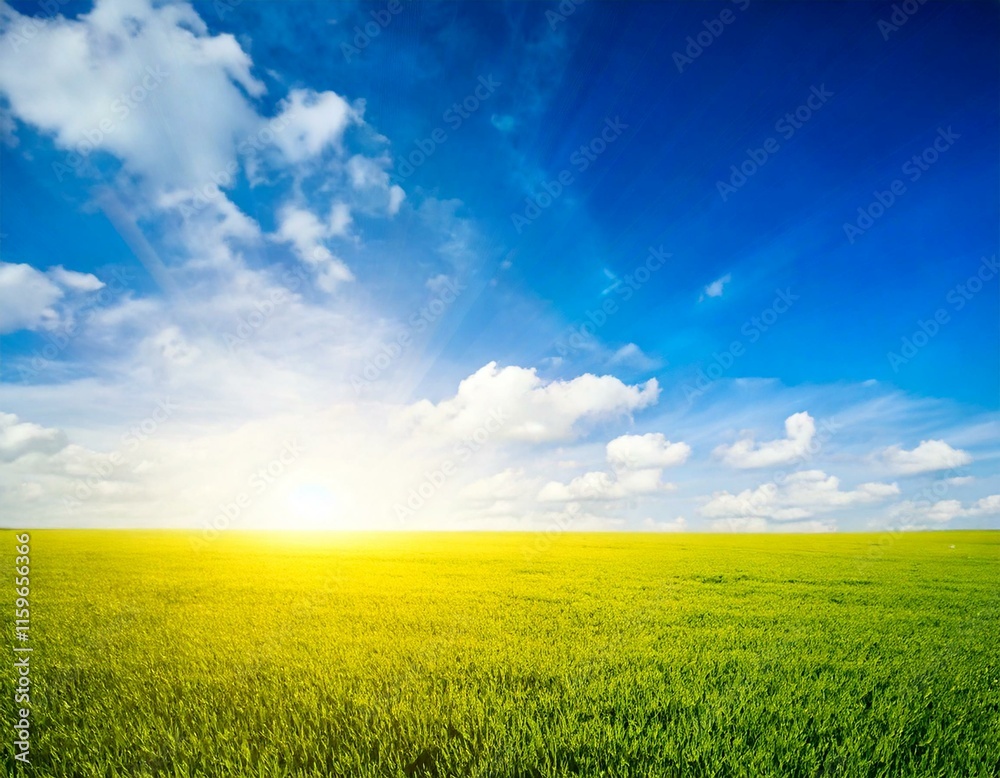 green field and blue sky