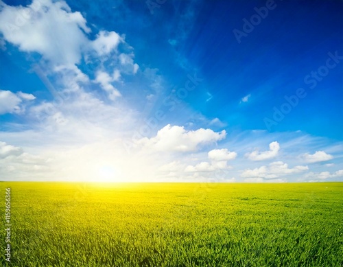 green field and blue sky