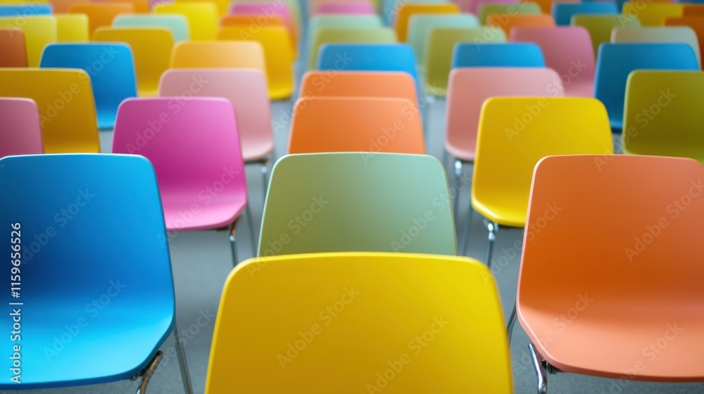 Vibrant Chairs at Public Seminar with Supportive Gesture Vibrant Chairs at Public Seminar with Supportive Gesture