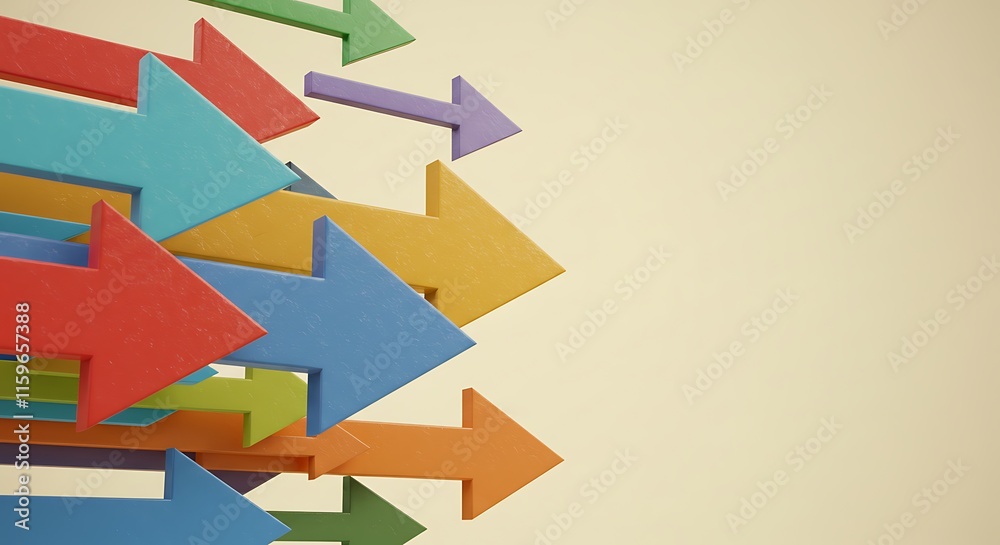 colorful arrows pointing in different directions, symbolizing decision-making and exploring possibilities, bright and dynamic, perfect for motivational content colorful arrows pointing in different directions, symbolizing decision-making and exploring possibilities, bright and dynamic, perfect for motivational content