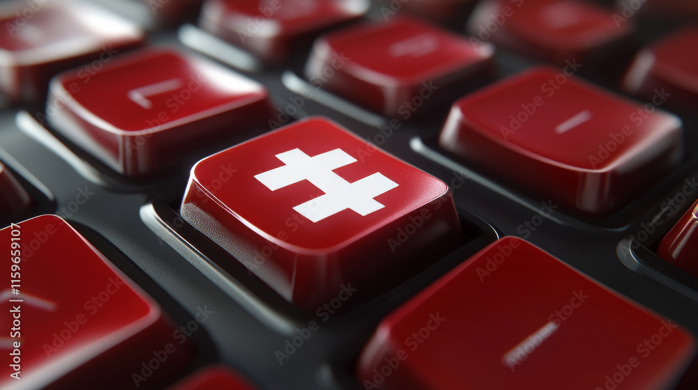 Computer keyboard, close-up button of the flag of Denmark . 3D render of a laptop keyboard Computer keyboard, close-up button of the flag of Denmark . 3D render of a laptop keyboard