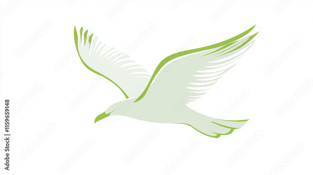 Obraz premium Vector logo Seagull. Green Seagull logo
