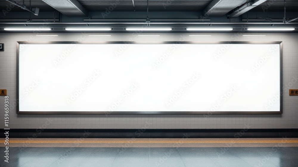 Empty mockup for advertising in a subway station with a clean white background, perfect for custom designs. Empty mockup for advertising in a subway station with a clean white background, perfect for custom designs.