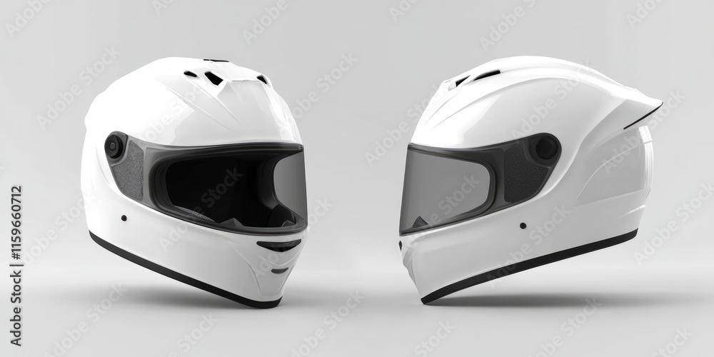 Immaculate Blank Moto Helmet Mockup: Front and Side Perspectives for Headgear Customization