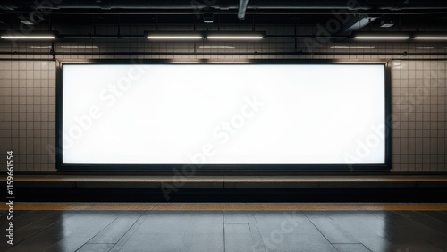 Empty subway advertising mockup with clean white background, ideal for custom ads and promotions. photo