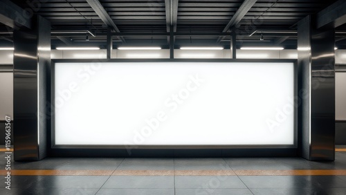 Subway station mockup with a clean, empty billboard for advertisements and creative marketing. photo