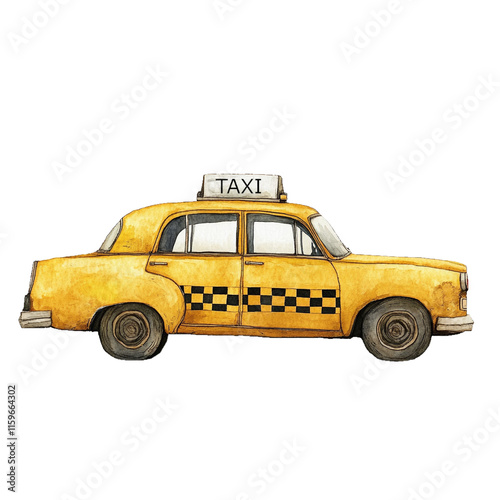 yellow taxi cab watercolor clipart