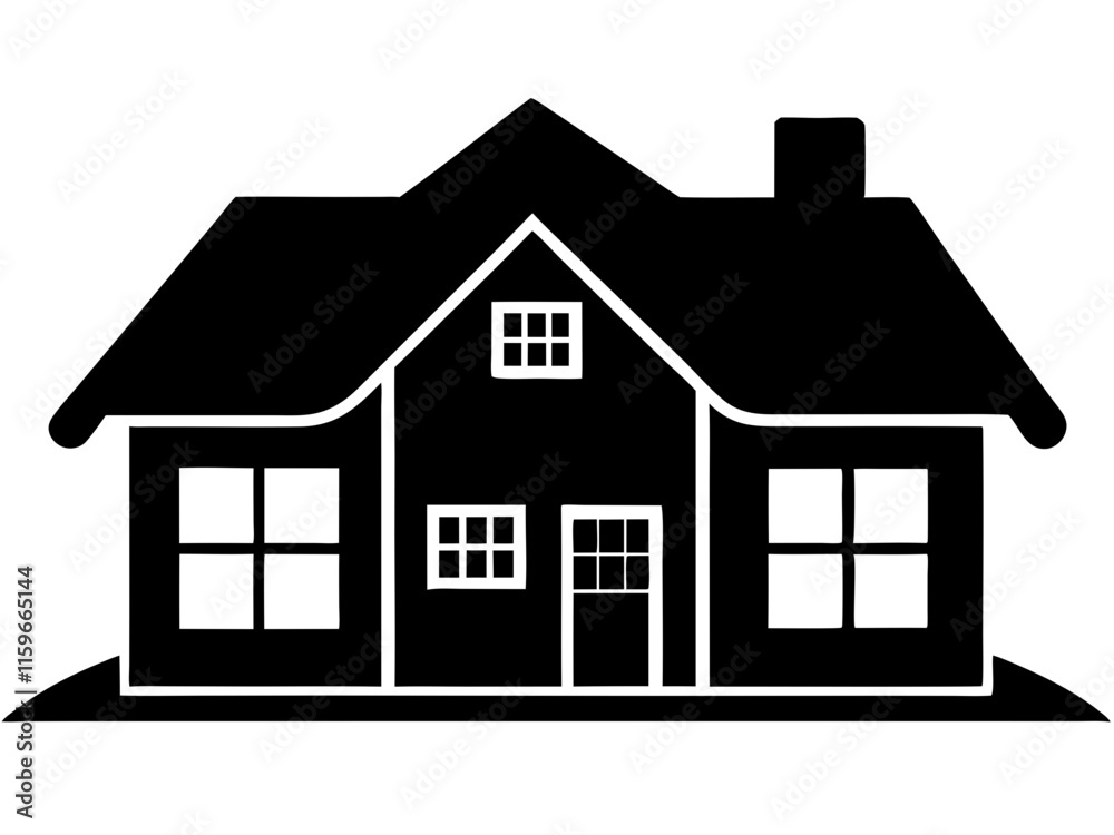 House black silhouette vector, Simple silhouette Design vector icon with white background House black silhouette vector, Simple silhouette Design vector icon with white background
