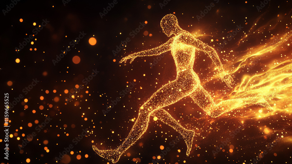 Fighter of the particles. The silhouette of the fighter is of little circles. Fighter of the particles. The silhouette of the fighter is of little circles.