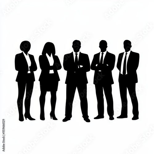 Wallpaper Mural Silhouetted Group of Business Professionals Standing Confidently with Arms Crossed in Formal Attire Against a Light Background Representing Teamwork and Leadership Torontodigital.ca