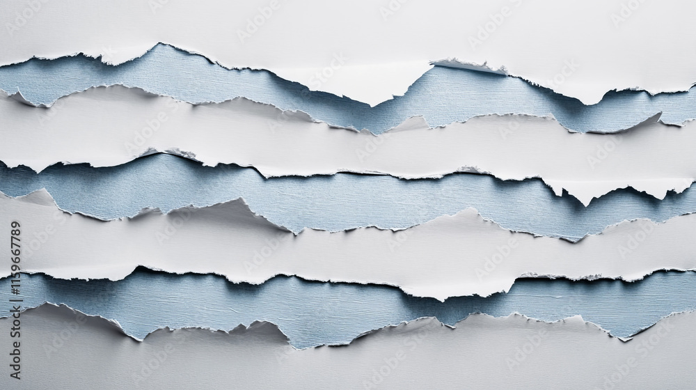 Torn white and blue note, notebook paper strips and pieces stuck on grey background. Vector illustration Torn white and blue note, notebook paper strips and pieces stuck on grey background. Vector illustration