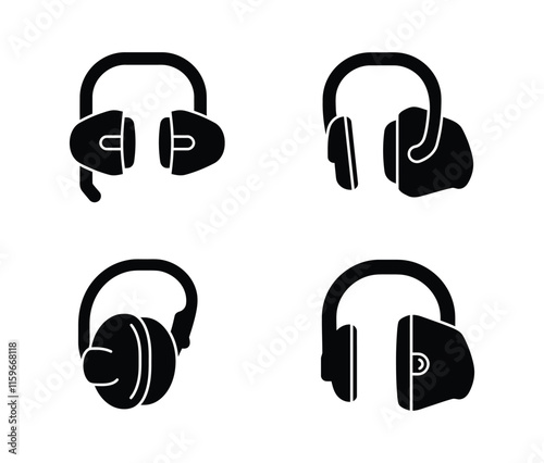 High-Quality Earbuds Vector Icon Set in Black and White.