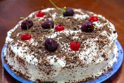 The most traditional rustic black forest pie photo