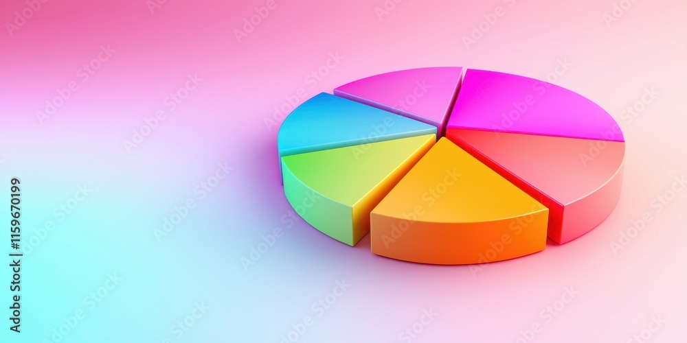 Colorful pie chart visualization digital space infographic design bright environment top view data representation Colorful pie chart visualization digital space infographic design bright environment top view data representation