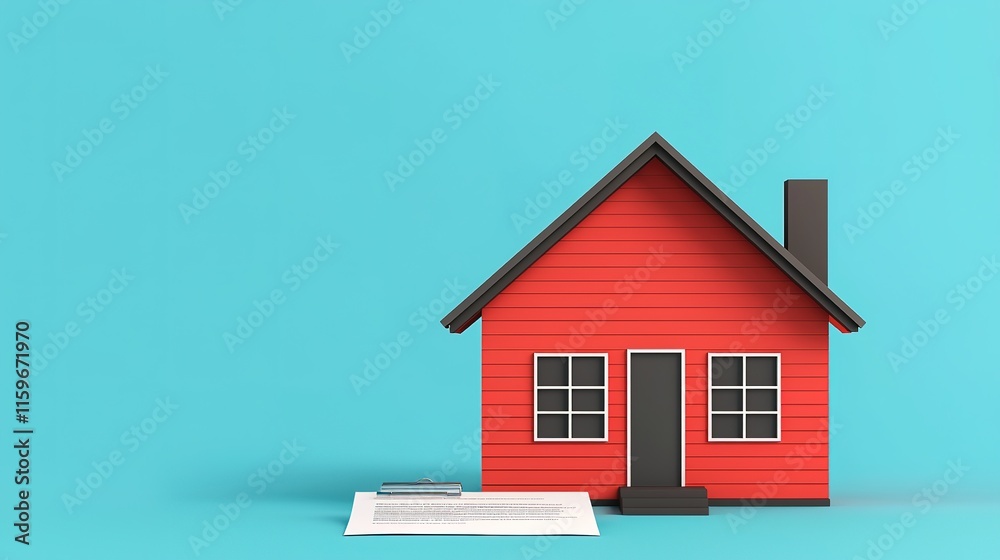 Property loan agreement illustration home ownership digital art minimalist style close-up view financial concept Property loan agreement illustration home ownership digital art minimalist style close-up view financial concept