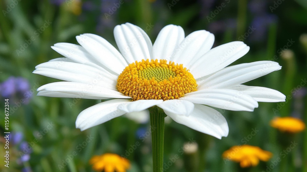 A Single White Daisy Flower Blooms Brightly A Single White Daisy Flower Blooms Brightly
