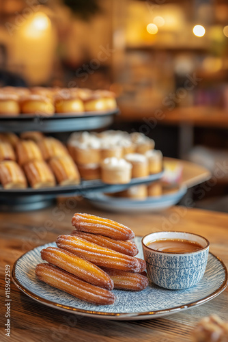 Freshly Made Delicious Churros with Dulce De Leche	