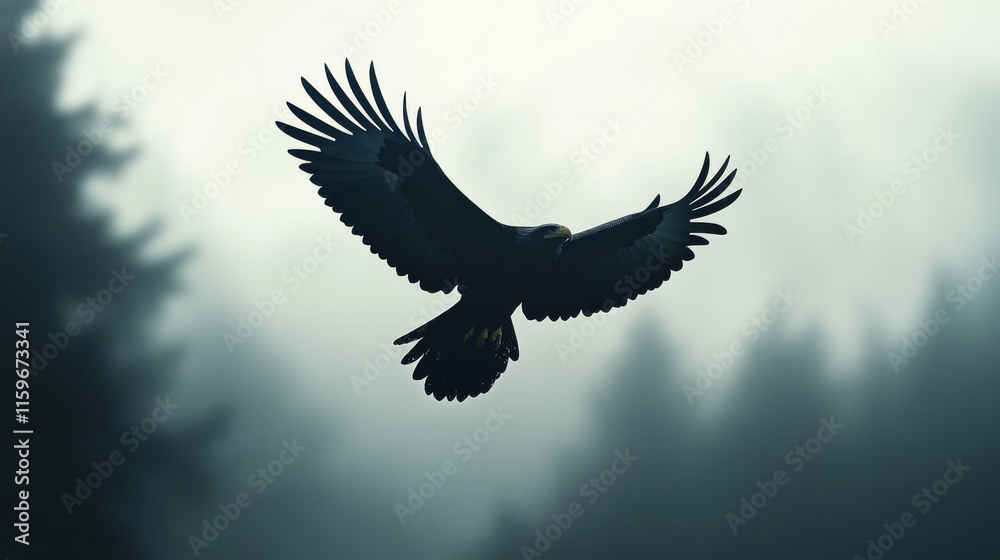 Fototapeta premium Vector logo eagle. The eagle soars above the inscription. Brand logo