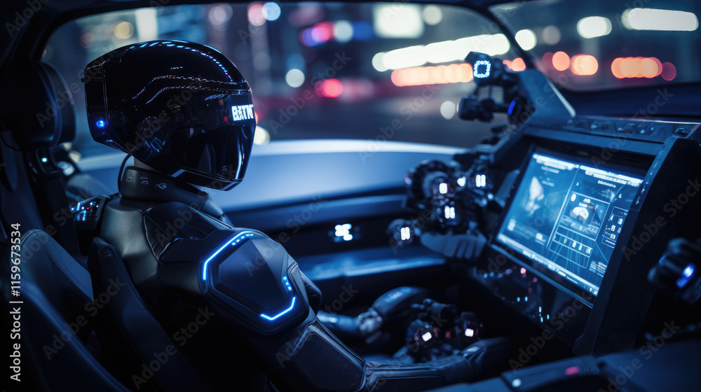 Robot driving car Robot driving car