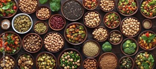 Wallpaper Mural Superfoods like seeds, cereals, beans, vegetables, herbs, and cooking essentials Torontodigital.ca