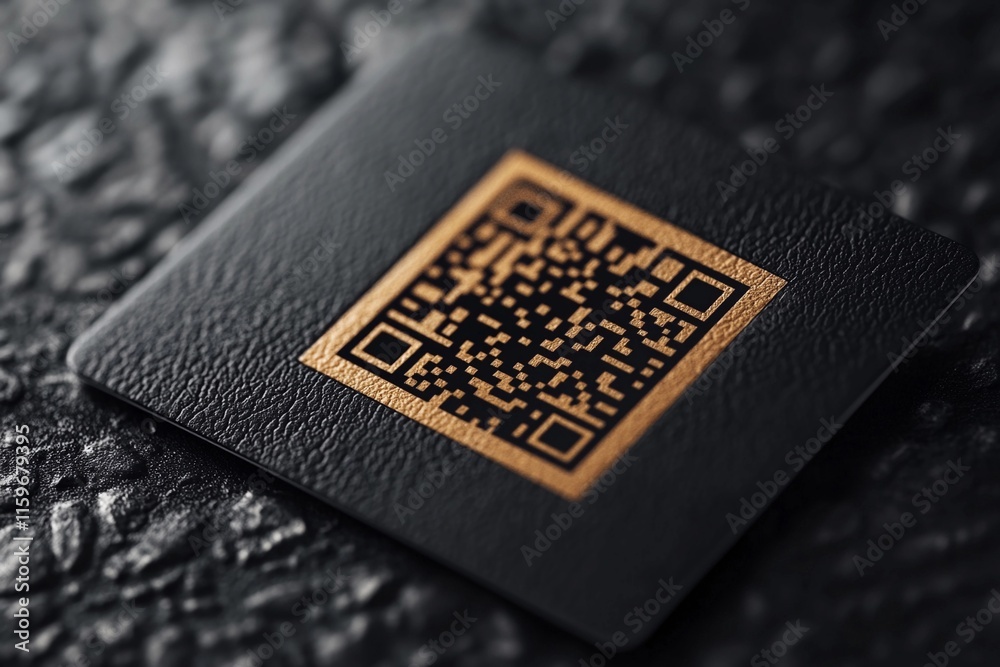 A sleek black QR code is prominently displayed on a textured surface, highlighting contemporary design and innovation in digital interactions. Generative AI A sleek black QR code is prominently displayed on a textured surface, highlighting contemporary design and innovation in digital interactions. Generative AI