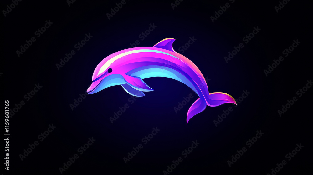 Naklejka premium Vector logo Dolphin. Dolphin jump