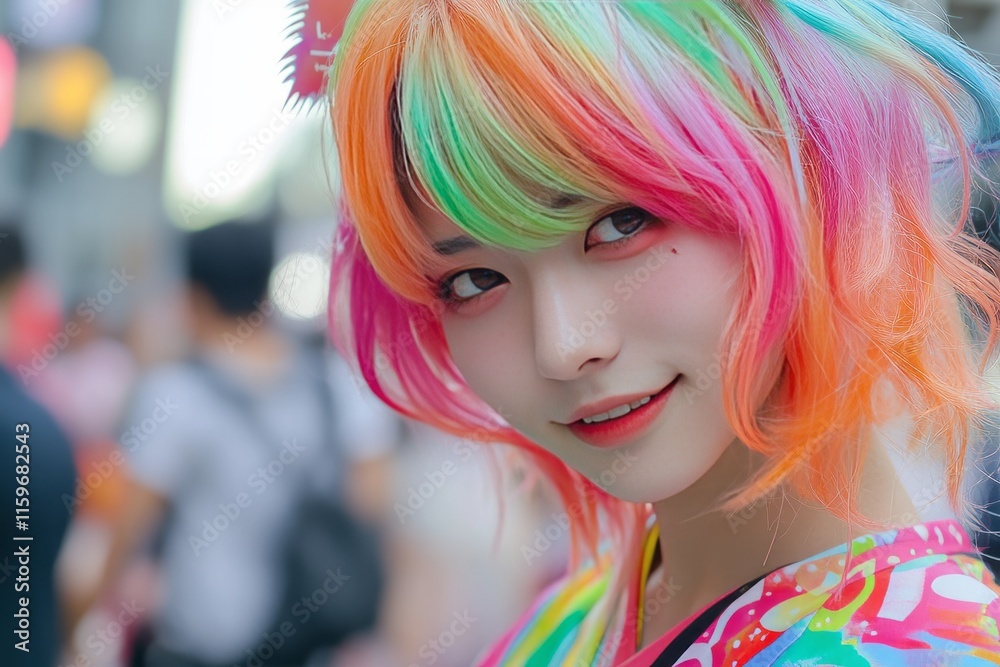 Fototapeta premium fashionable Japanese female posing , Harajuku fashion style