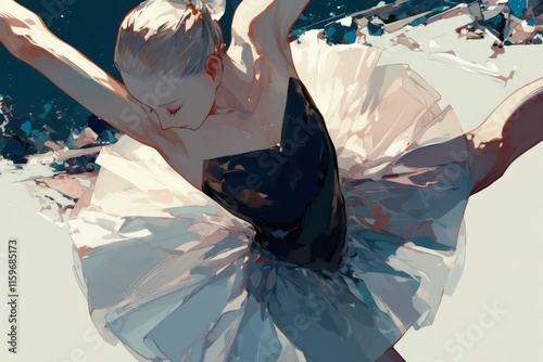 illustration anime style ballerina wearing ballerina tutu and dancing gracefully