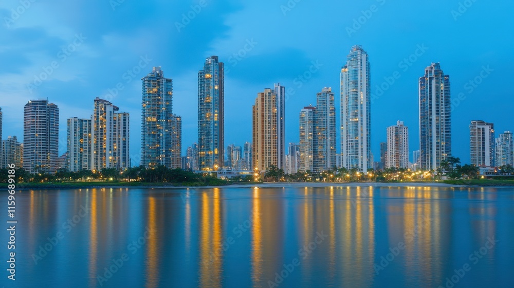 Urban Skyline at Twilight with Vibrant Colors Urban Skyline at Twilight with Vibrant Colors