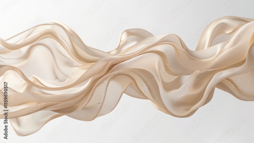 Obraz premium Elegant flowing silk fabric in motion on a soft neutral background