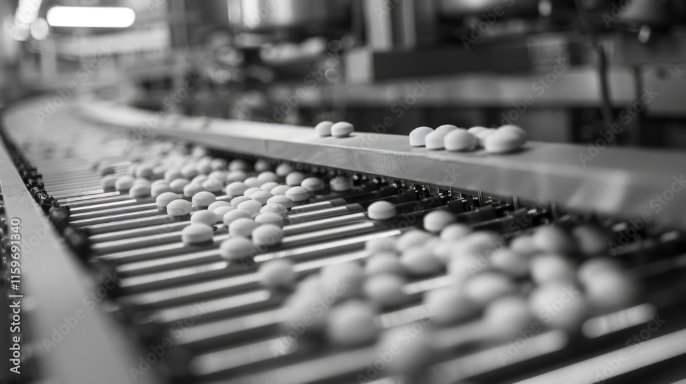 Conveyor belt is filled with eggs. The eggs are being processed in a factory Conveyor belt is filled with eggs. The eggs are being processed in a factory