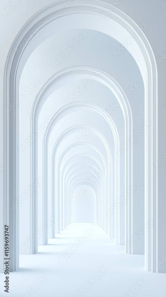 Fototapeta premium White archways in modern minimalist interior design