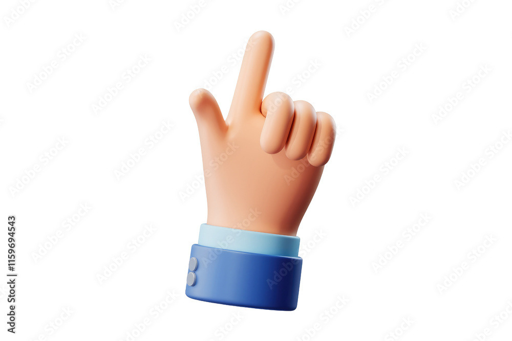 Cartoon hand with index finger pointing up, 3D render, isolated on transparent background. background removed Cartoon hand with index finger pointing up, 3D render, isolated on transparent background. background removed