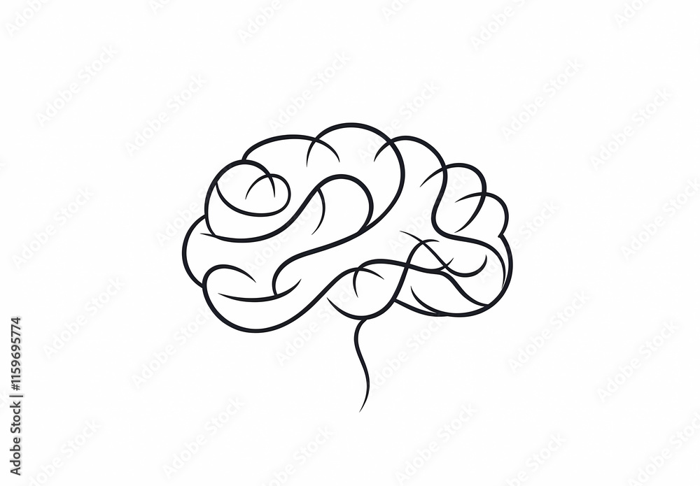 brain outline: line brain design, Hand drawn, Minimalist Brain Outline brain outline: line brain design, Hand drawn, Minimalist Brain Outline