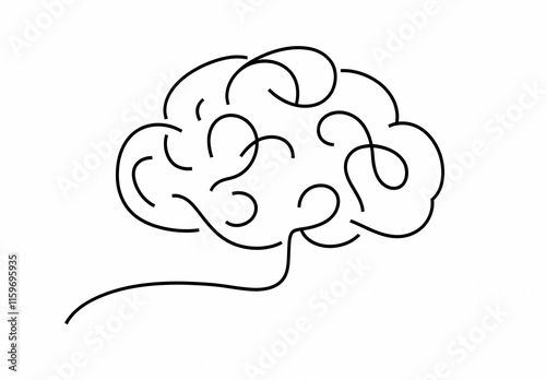 brain outline: line brain design, Hand drawn, Minimalist Brain Outline